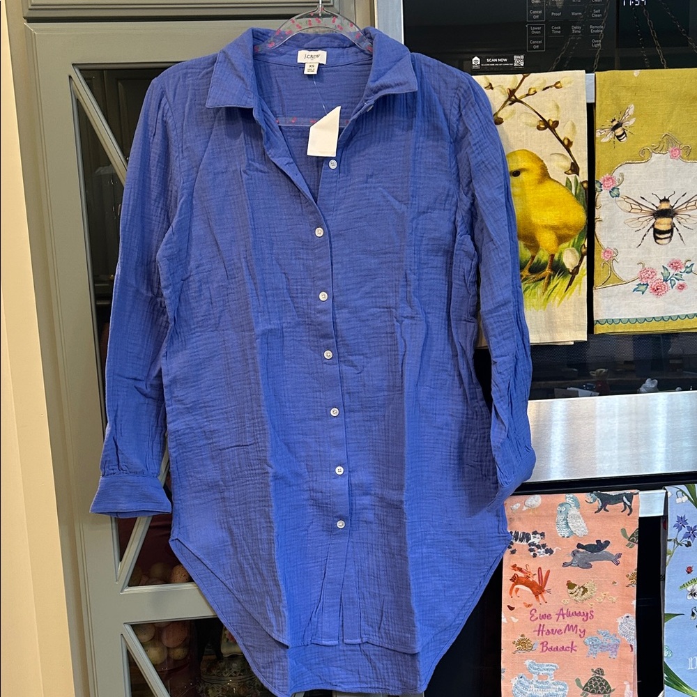 J. Crew Factory Periwinkle Blue Gauze Resort Swim Coverup NWT XS